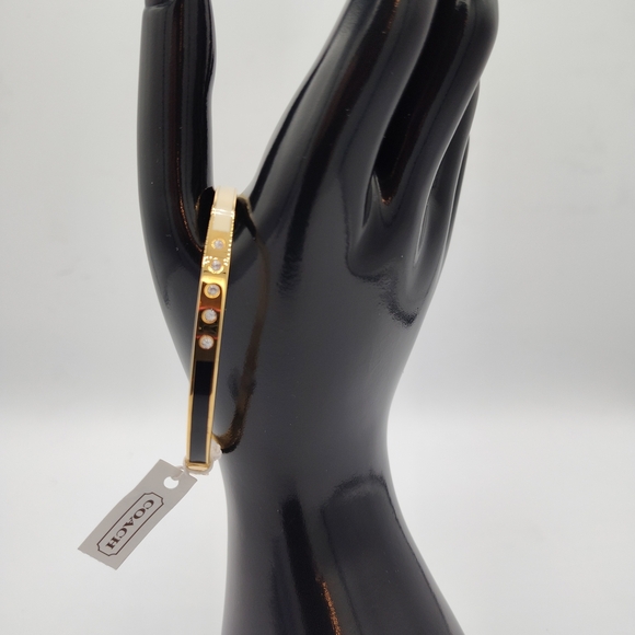 NWT Coach Gold Bangle Bracelet with CZ And Enamel Detail, Dust Bag Included - Picture 6 of 6